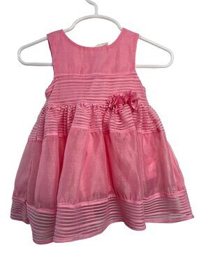 H&M Baby Girl Pink Ruffle Sleeveless Dress 4-6M Striped Party Sundress